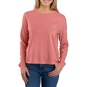 Coral Women's Long-Sleeve Crewneck Pocket T-Shirt 106121