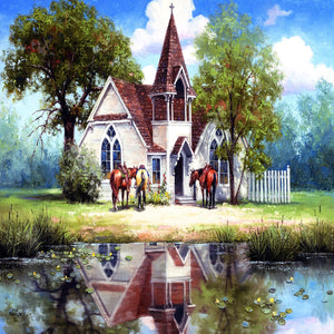 Reflections of a Country Church Puzzle 1684
closer view