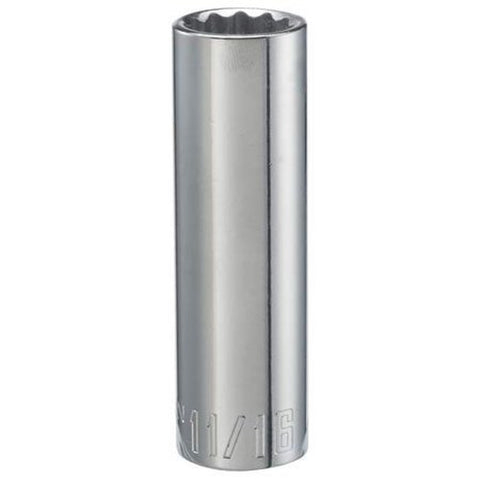 11/16 in. X 1/2 in. Drive SAE 12 Point Deep Deep Socket 1 Pc