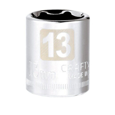13 mm X 1/4 in. Drive Metric 6 Point Standard Shallow Socket 1 Pc