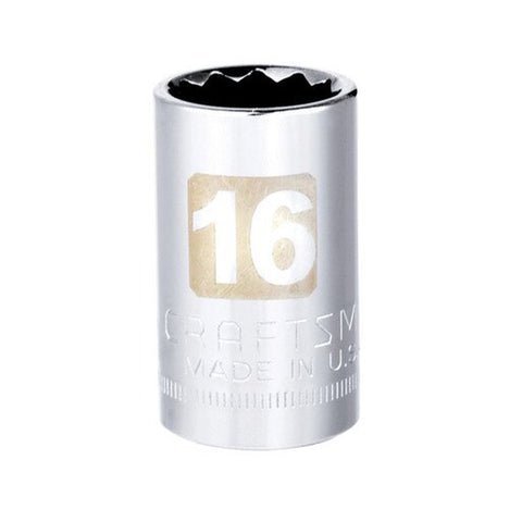 16 mm X 1/2 in. Drive Metric 12 Point Standard Socket 1 Pc