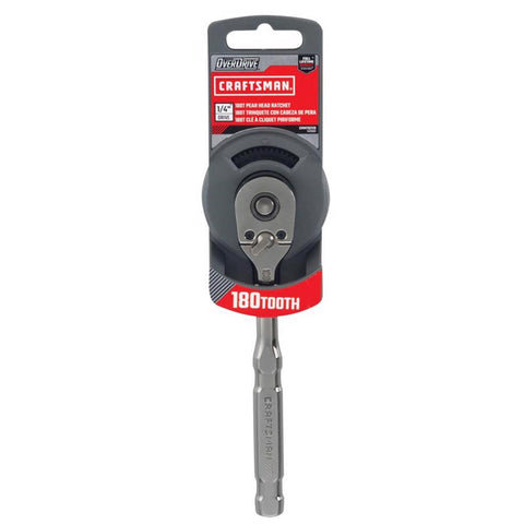 Overdrive 1/4 in. Drive Pear Head Ratchet 180 Teeth