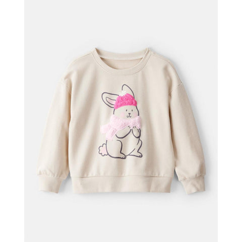 Toddler Girl's Bunny French Terry Long-Sleeve Pullover Sweatshirt 2U023010
