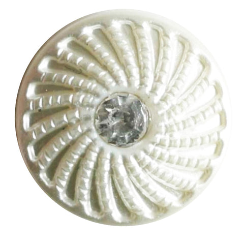 White Button with Rhinestone DB-0233