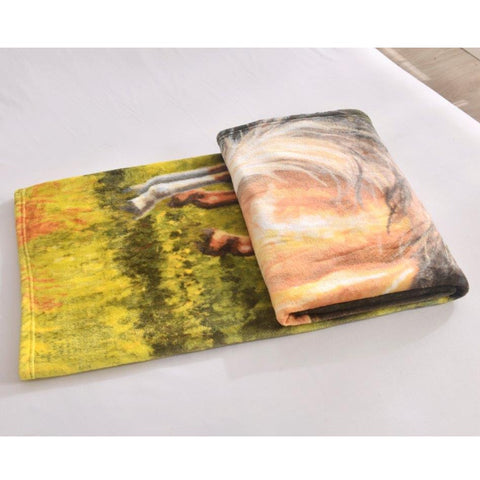 Regal Comfort Horse & Foal Throw Blanket folded up