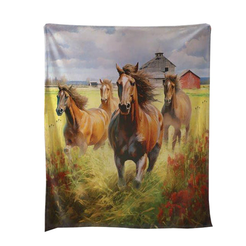 Regal Comfort Horses on the Farm Throw Blanket