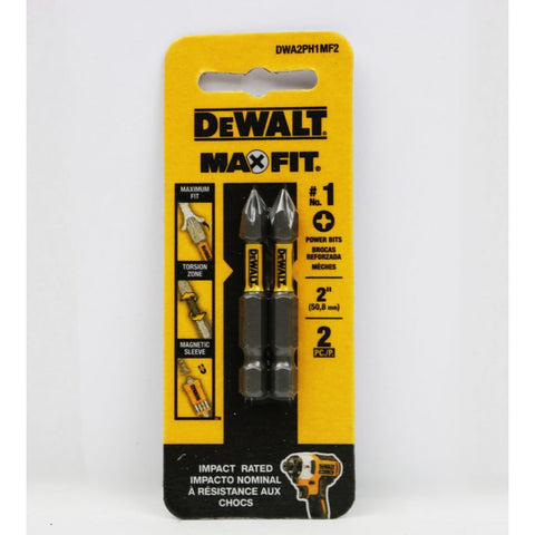 Max Fit Phillips #1 X 2 in. L Screwdriver Bit Set Steel 2 Pk