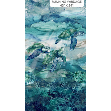 Sea Breeze Collection Cotton Fabric Sea Turtle Panel DP27095-44