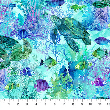 Coral Reef Collection Turtles Cotton Fabric DP28877-66
