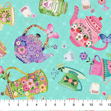 My Cup of Tea Collection Tea Party Print Cotton Fabric DP29271