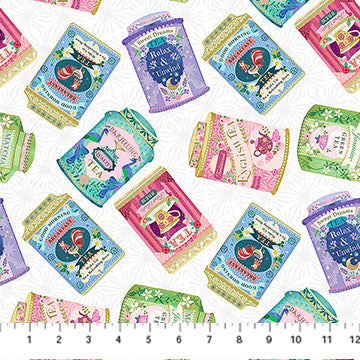 My Cup of Tea Collection Tea Tins Print Cotton Fabric DP29272