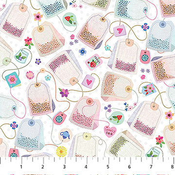 My Cup of Tea Collection Tea Bag Print Cotton Fabric DP29274