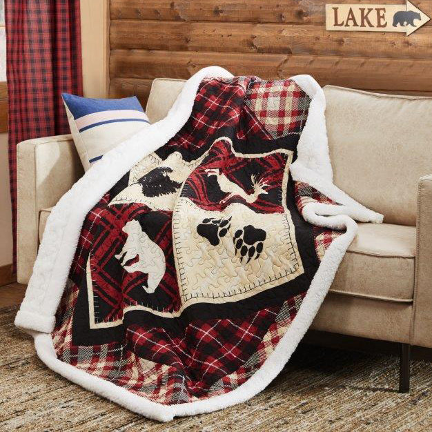 Virah Bella Diamond Bear Lodge Quilted Sherpa Throw DQST10072