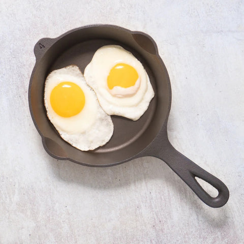 Eggs cooked in Lancaster Cast Iron No. 4 cast iron skillet