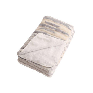 Toasted Marshmallow Plush Throw Blanket: cream and gray