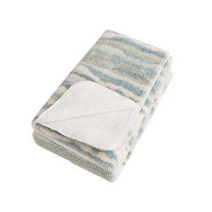 Ocean Mist Plush Throw Blanket: blue and cream