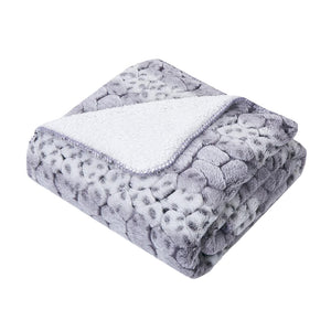 Arctic Leopard Plush Throw Blanket: spotted gray