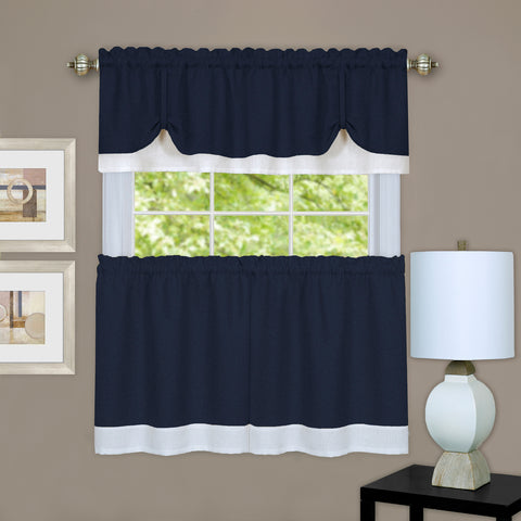 Navy Tier & Valance Set.