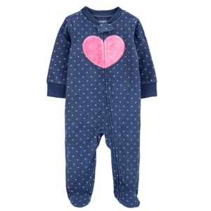 Heart Fleece Footie Pajamas