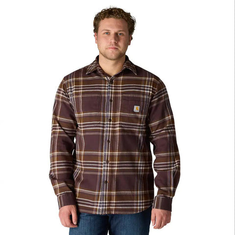 Rust Men's Rugged Flex Long-Sleeve Plaid Shirt 107010