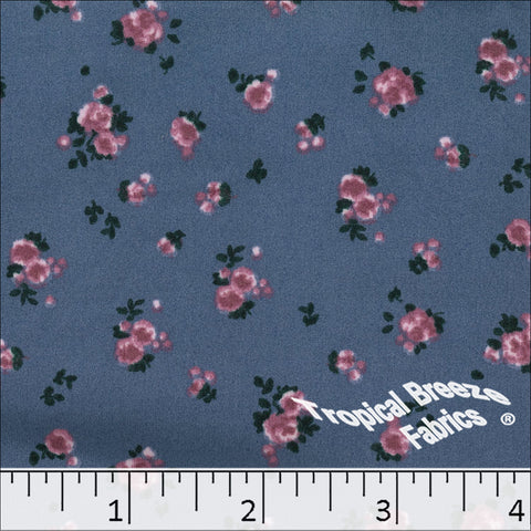 Double Brushed Knit Floral Fabric 32925 denim blue