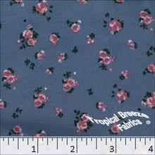 Double Brushed Knit Floral Fabric 32925 denim blue