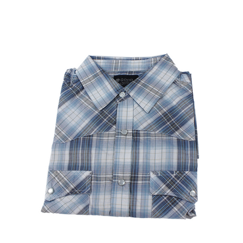 Good Traditions Denver men's short-sleeve western shirt in Denim plaid