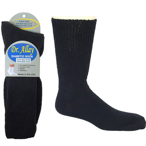Dr. Allay King-sized black dibetic socks.