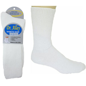 Dr. Allay king-sized diabetic white socks.