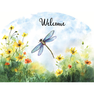 Spring & Summer Outdoor Decor Plaque Dragonfly & Flowers