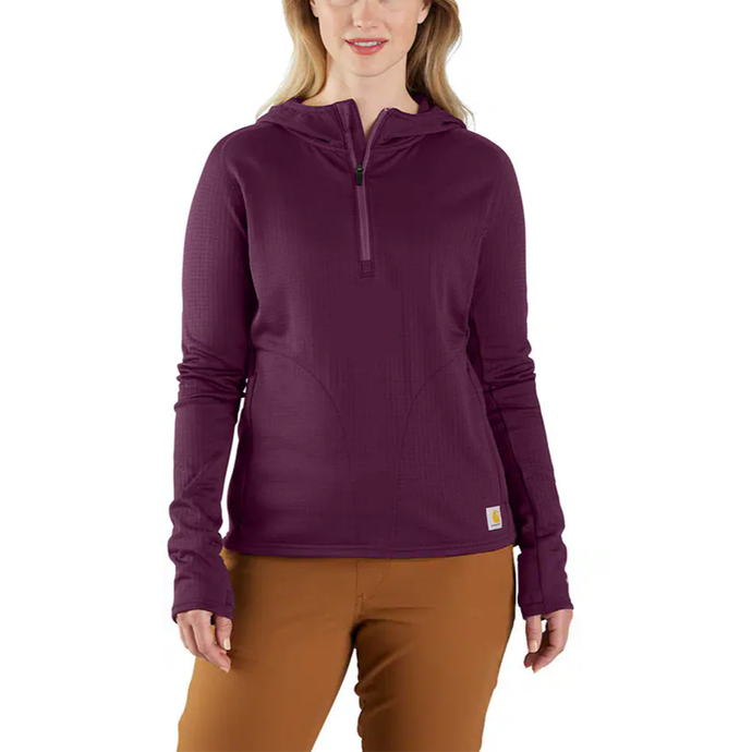 Eggplant Women's Relaxed Fit Half-Zip Hooded T-Shirt 106456