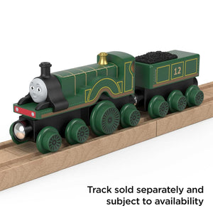 Emily toy train on wooden railway (not included)