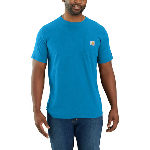 Men's Big and Tall Carhartt Force Short-Sleeve Pocket T-Shirt 106652 in engineer blue heather