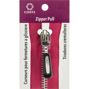 Black Rubber & Silver Fashion Zipper Pull F11