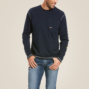 Ariat men's Rebar Workman Logo long-sleeve tee shirt in Navy blue