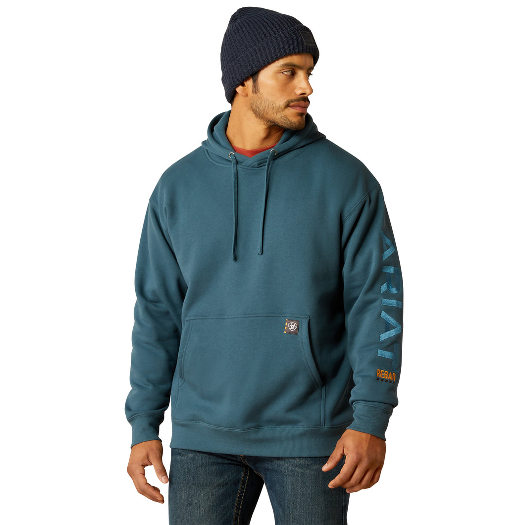 Ariat men's Rebar graphic hoodie in stargazer blue