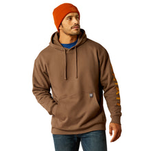 Ariat men's Rebar graphic hoodie in chocolate chip brown