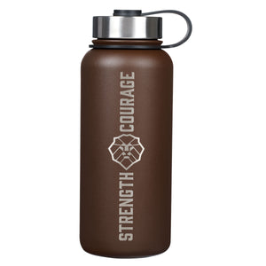 Front of Strength and Courage Stainless Steel Water Bottle FLS105