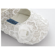 Infant Girl's Dress Me Up Lace Dress Shoes close up of rosette
