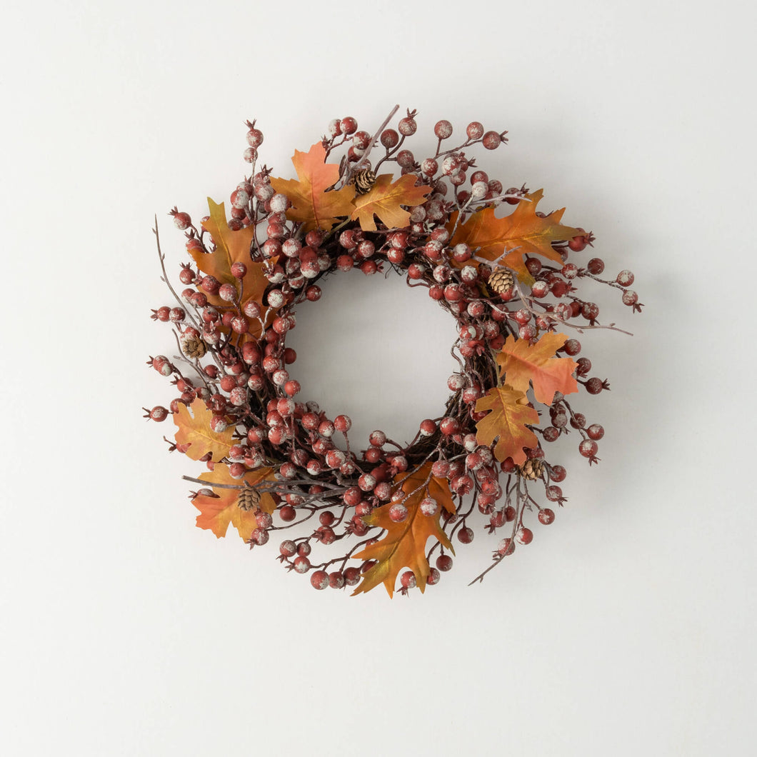 Fall Berry Leaf Mini Wreath BLF6