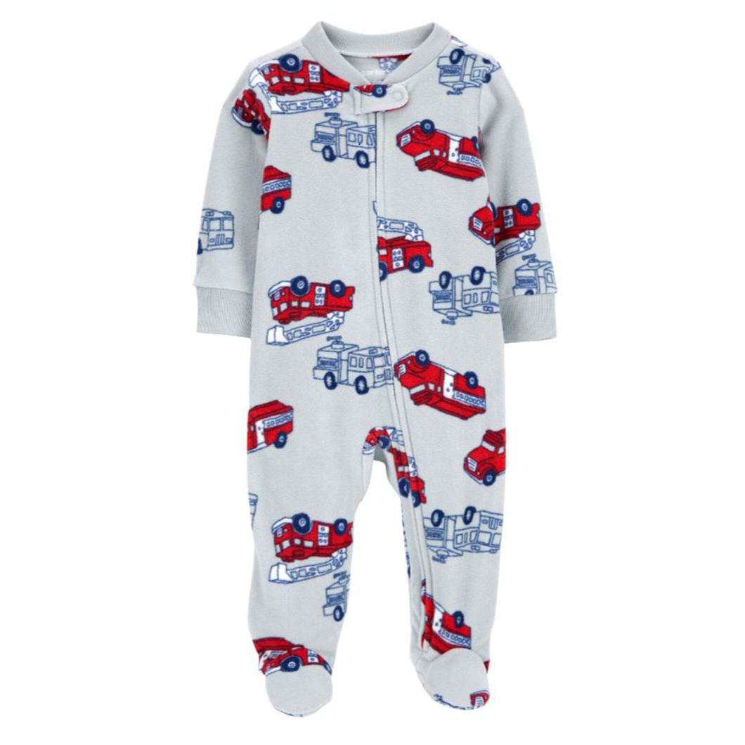 Fire Truck Baby Boys' Fleece Footie Pajamas