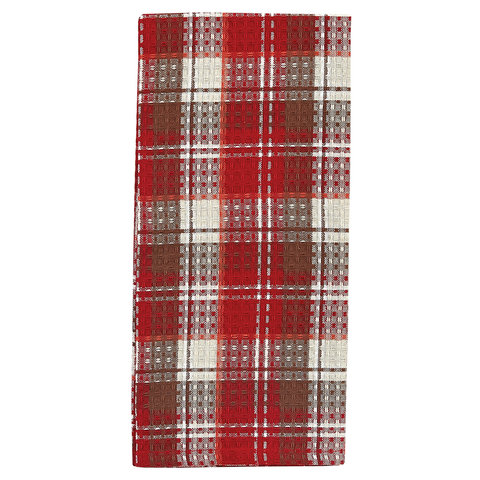 Fireside Plaid Waffle Dishtowel 18 in. X 18 in. 9930