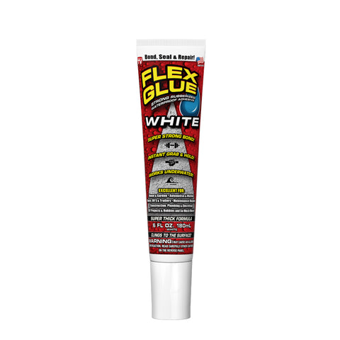 Flex Glue White 6 Oz. Pro-Formula Strong Rubberized Waterproof Adhesive