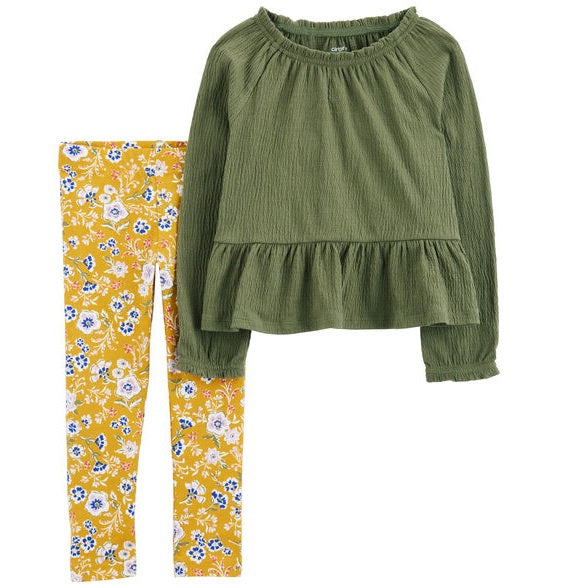 Girls' 2-Piece Woven Top and Floral Legging Set 1R787110-998