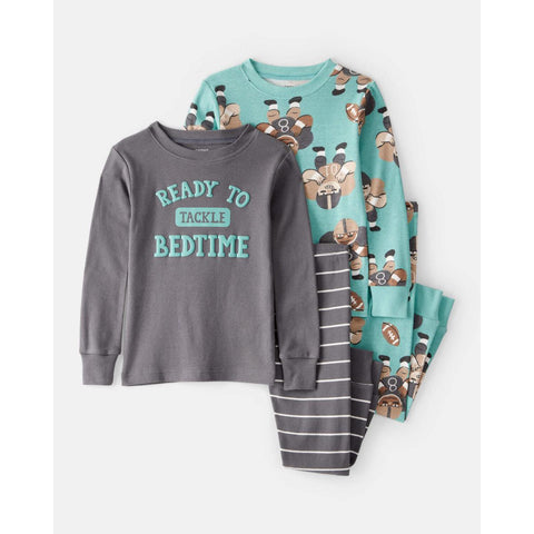Toddler Boys' a100% Cotton Snug Fit 4-Piece Pajamas