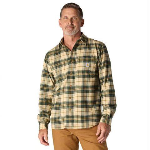 Green Men's Rugged Flex Long-Sleeve Plaid Shirt 107010