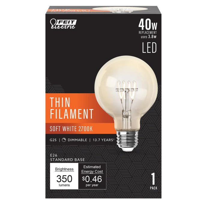 Soft White 40W G25 LED Thin Filament Light Bulb G2540H9