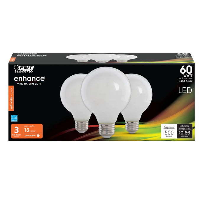 Soft White 3-Pack 60W Enhance LED Light Bulbs G2560W9