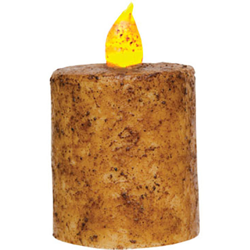 LED Burnt Ivory Pillar Candle with Timer G84044