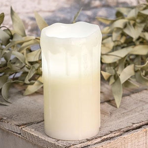 LED White Drip Pillar Candle with Timer G84693